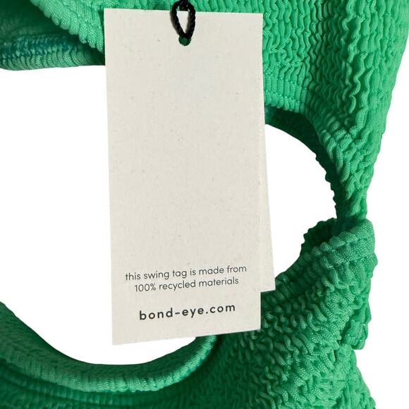 Bond Eye Rico Green One Shoulder Cut Out One Piece Crinkle Swimsuit One Size - Picture 5 of 9